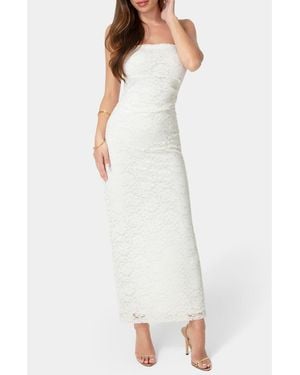 Bebe Lace Strapless Maxi Dress - White