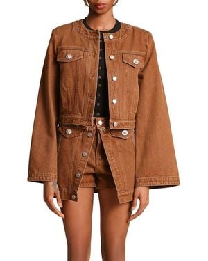Avec Les Filles Cropped Trucker Jacket - Brown