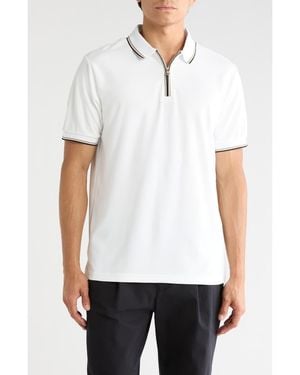 Tom Baine Zip Front Stretch Polo - White