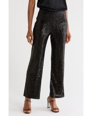 Young Fabulous & Broke Disco Sequin Straight Leg Pants - Black