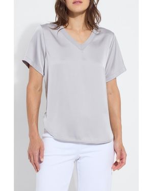 Lyssé Sonja V-Neck Mixed Media Top - White