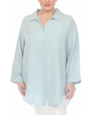 Boho Me Gauze Button-Up Shirt - Blue