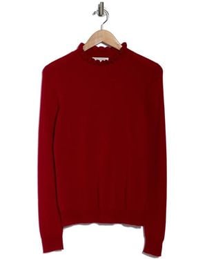 Sofiacashmere Ruffle Mock Neck Cashmere Sweater - Red