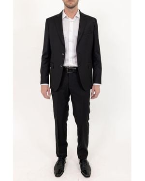 PINOPORTE Solid Stretch Wool Suit - Black
