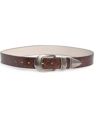 Vince Camuto Etched Metal Leather Belt - Brown