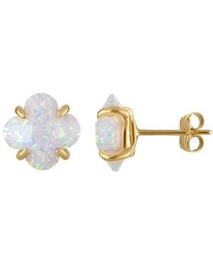 FZN 10K Quatrefoil Stud Earrings - Red