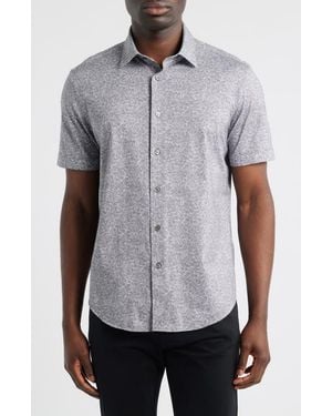 Bugatchi Miles Ooohcotton Floral Short Sleeve Button-Up Shirt - Gray