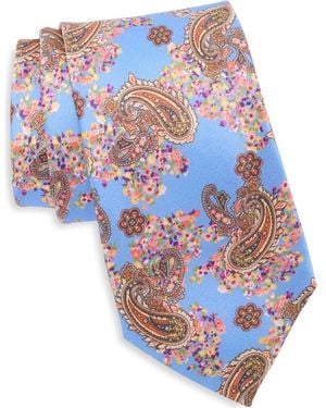 Robert Graham Paisley Floral Silk Tie - Blue