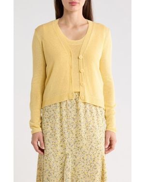 Max Studio V-Neck Cardigan - Yellow