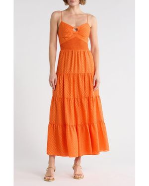 Alice + Olivia Clea Tiered Midi Sundress - Orange
