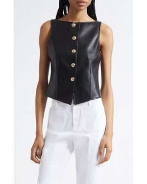 Cinq À Sept Camen Faux Leather Vest - Black