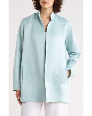 Eileen Fisher Long Linen & Silk Jacket - Blue