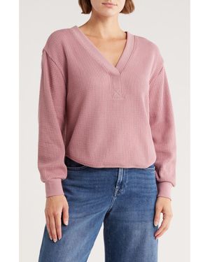 Madewell Brushed Waffle V-Neck T-Shirt - Red