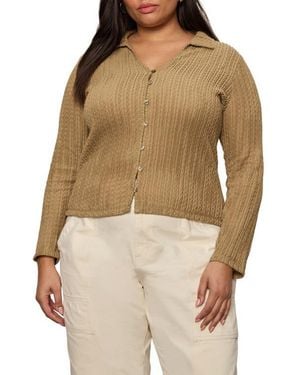 Sanctuary Textured Knit Button-Up Shirt - Natural