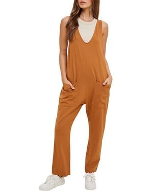 Wishlist Knit Open Back Jumpsuit - Orange