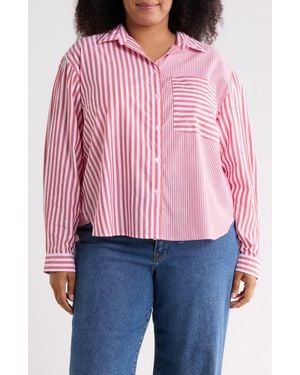 Beach Lunch Lounge Long Sleeve Button Front Shirt - Pink