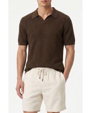 Onia Johnny Collar Cotton Textured Knit Polo - Brown
