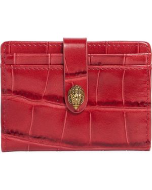 Kurt Geiger Kensington Snap Flap Card Croc Embossed Wallet - Red