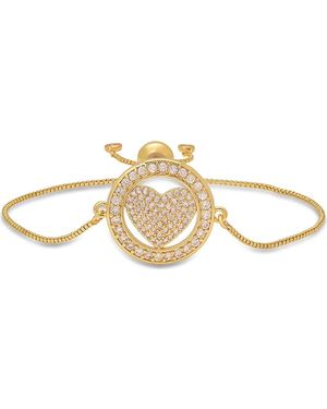 HMY Jewelry Pavé Cz Heart Slide Bracelet - Metallic