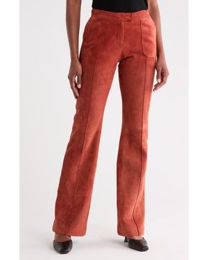 Longchamp Suede Flare Pants - Red