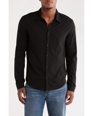 John Varvatos Clark Organic Cotton Jersey Button-Up Shirt - Black