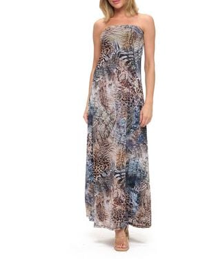 O.L. Printed Strapless Maxi Dress - Multicolor