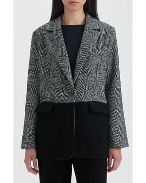 NVLT Tweed Colorblock Blazer - Black
