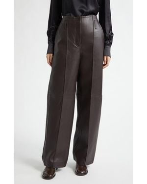 A.L.C. Liam Pintuck Wide Leg Leather Pants - Black