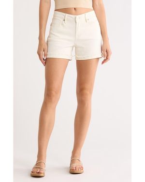 Vigoss Mid Rise Cuffed Denim Shorts - Natural