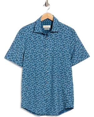 Bugatchi Short Sleeve Woven Shirt - Blue