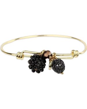 Saachi Beaded Charm Bangle Bracelet - Black