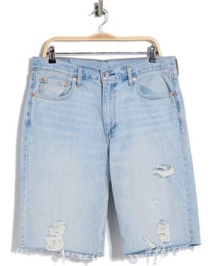Levi's 469 Ripped Loose Denim Shorts - Blue