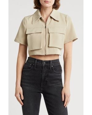 Love By Design Barcelona Short Sleeve Crop Utility Jacket - Black