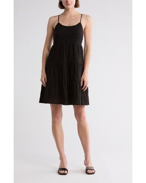 Wishlist Smocked Cotton Babydoll Dress - Black
