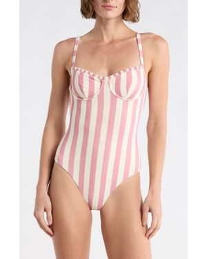 Onia Marilyn Underwire Ruffle One-Piece Swimsuit - Pink