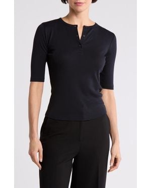Vince Elbow Sleeve Henley - Blue
