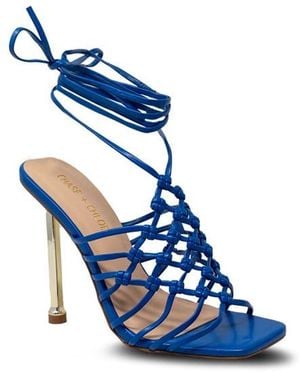 In Touch Footwear Caged Ankle Tie Sandal - Blue