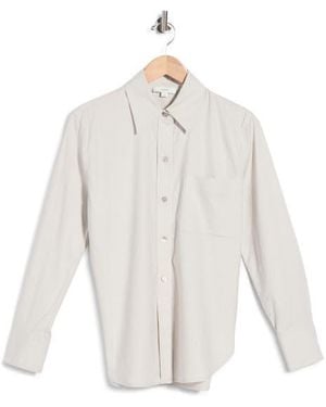 Vince Long Sleeve Linen Blend Button-Up Shirt - White