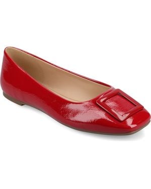 Journee Collection Zimia Square Buckle Flat - Red