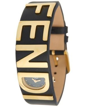 Fendi Graph Leather Strap Watch, 22.25Mm X 25Mm - Black