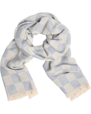 Saachi Crinkled Checkered Scarf - Gray