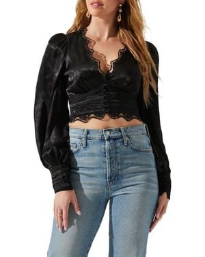 Astr Cropped Bustier-Style Viscose Top - Black