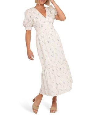 Petal & Pup Steele Puff Sleeve Cotton Midi Dress - White