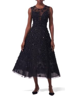 Carolina Herrera Embellished Tulle Fit & Flare Cocktail Dress - Blue