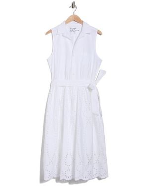 Frank & Eileen Embroidered Eyelet Sleeveless Cotton Shirtdress - White