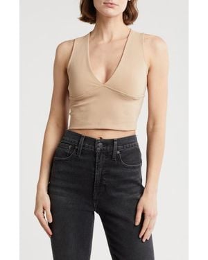 Love By Design Jade Deep V-Neck Crop Top - Black
