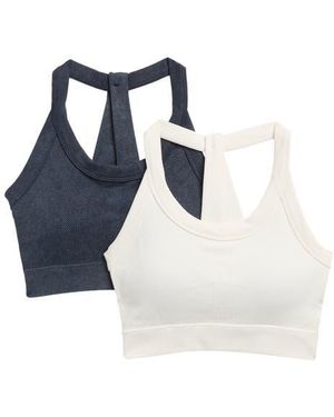 90 Degrees 2-Pack Stonewashed Seamless Sports Bras - Blue