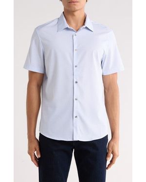 DKNY Declan Short Sleeve Button-Up Shirt - Blue