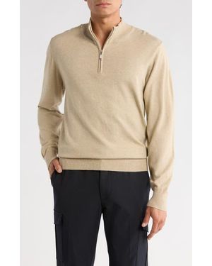 T.R. Premium Slim Fit Quarter Zip Sweater - Natural