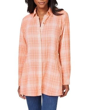 Foxcroft Cici Plaid Non-Iron Cotton Blend Tunic - Orange